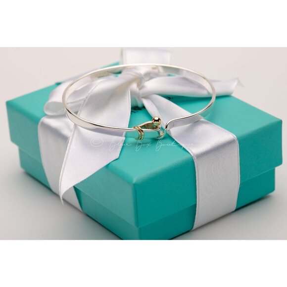 Tiffany & Co. Bracelet Vintage "Hook & Eye" Bangle 18K Gold & Sterling Silver 7” - Picture 3 of 8